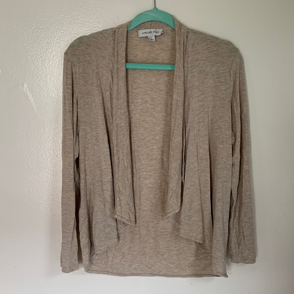 Amour Vert open cardigan size XS heather cream soft modal